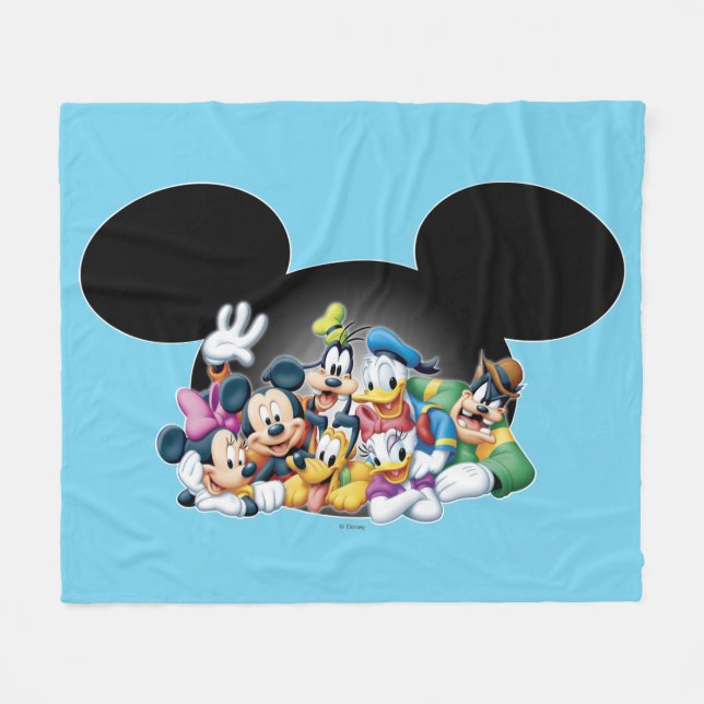 Mickey & Friends | Group in Mickey Ears Fleece Blanket (Front (Horizontal))