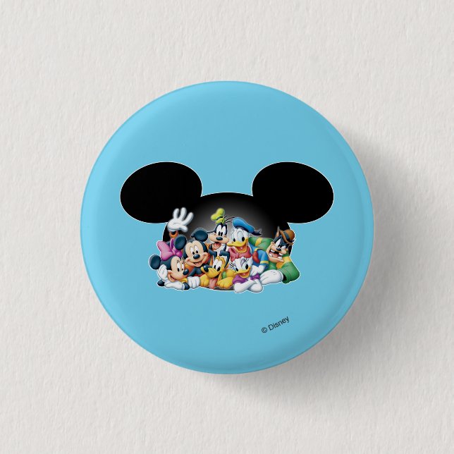 Mickey & Friends | Group in Mickey Ears Pinback Button (Front)