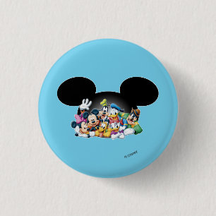 Mickey & Friends Group in Mickey Ears Pinback Button