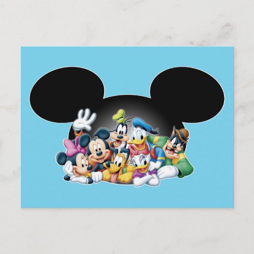 Mickey  Friends  Group in Mickey Ears Postcard