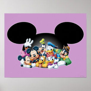 Mickey & Friends Group in Mickey Ears Poster