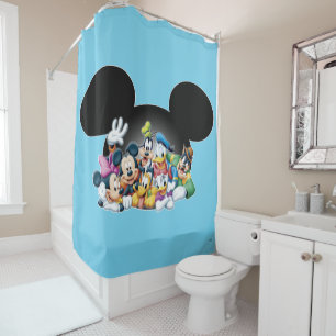 Mickey & Friends   Group in Mickey Ears Shower Curtain
