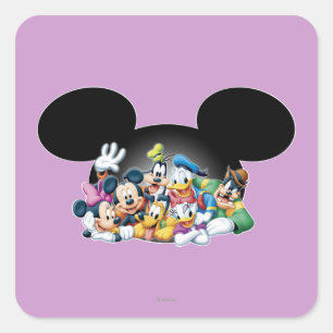Mickey & Friends Group in Mickey Ears Square Sticker