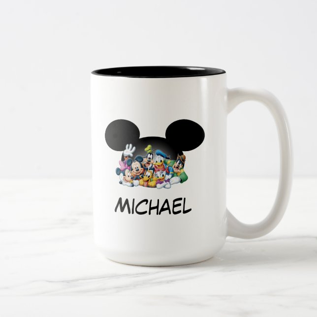 Mickey & Friends | Group in Mickey Ears Two-Tone Coffee Mug (Right)