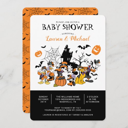 Mickey  Friends Halloween Baby Shower Invitation