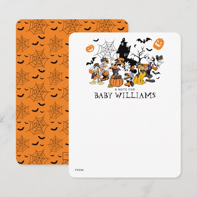 Mickey & Friends Halloween Baby Shower Note Card (Front/Back)