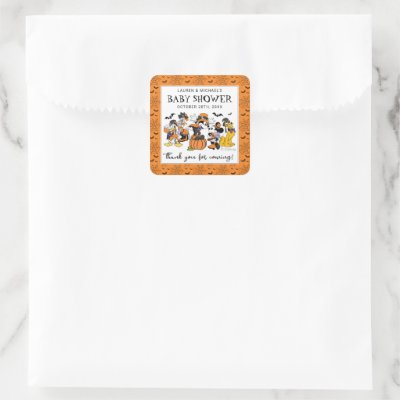 Mickey &amp; Friends Halloween Baby Shower Square Sticker