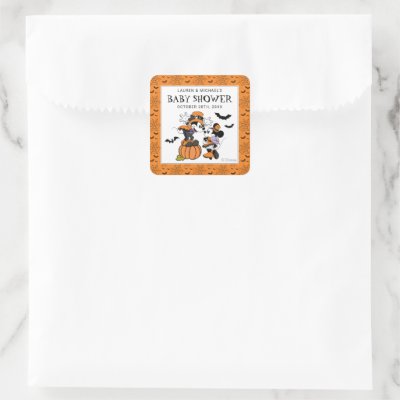Mickey &amp; Friends Halloween Baby Shower Square Sticker
