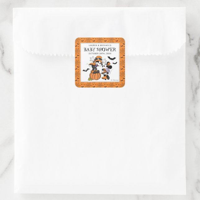 Mickey & Friends Halloween Baby Shower Square Sticker (Bag)