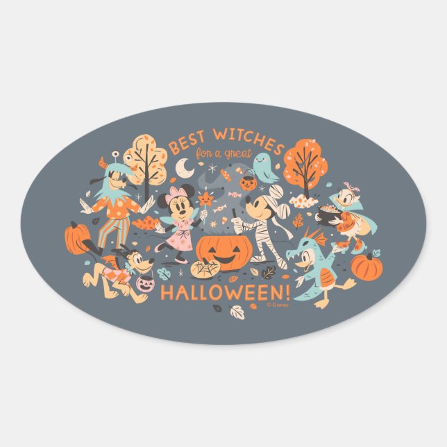 Mickey & Friends Halloween Best Witches Oval Sticker (Front)