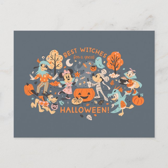 Mickey & Friends Halloween Best Witches Postcard (Front)