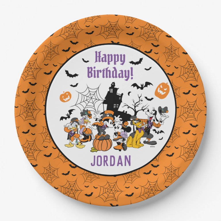 Mickey &amp; Friends Halloween Birthday Paper Plates