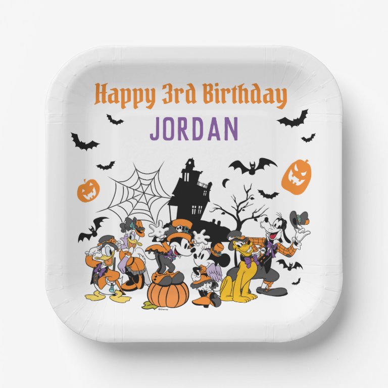 Mickey &amp; Friends Halloween Birthday Paper Plates