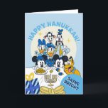 Mickey & Friends Happy Hanukkah  Holiday Card<br><div class="desc">Celebrate the Festival of Lights with Disney magic! This delightful Hanukkah holiday card features Mickey Mouse and friends in a festive scene, surrounded by menorahs, dreidels, and glowing candles. Perfect for sending warm wishes to family and friends, this customizable card brings charm and joy to your holiday greetings. Add your...</div>
