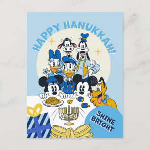 Mickey & Friends Happy Hanukkah  Holiday Postcard