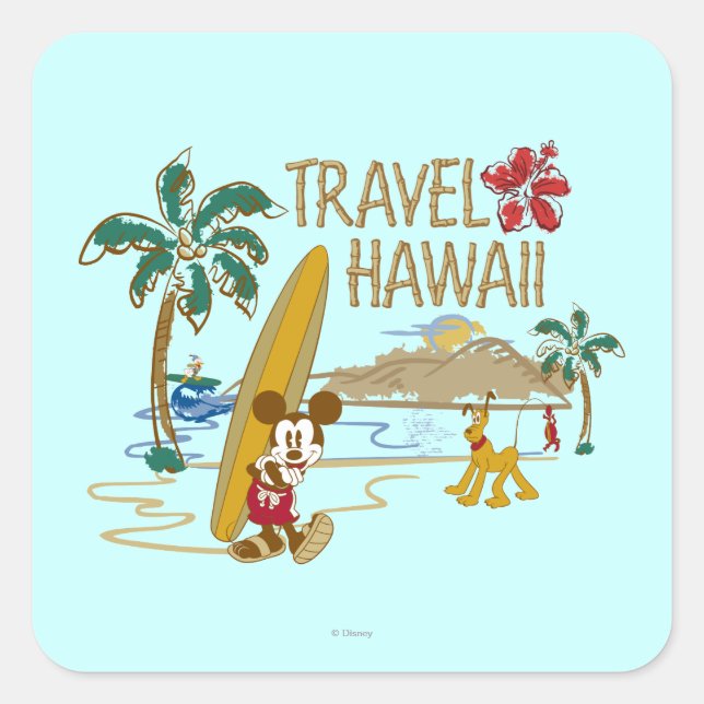 Mickey & Friends | Hawaii Square Sticker (Front)