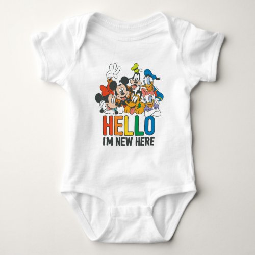 Mickey  Friends  Hello Im New Here Baby Bodysuit