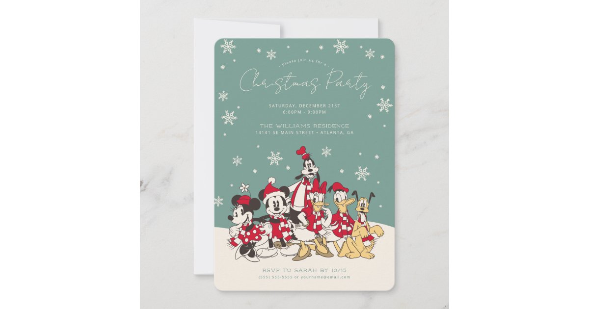 Mickey & Friends Holiday Christmas Party Invitation | Zazzle