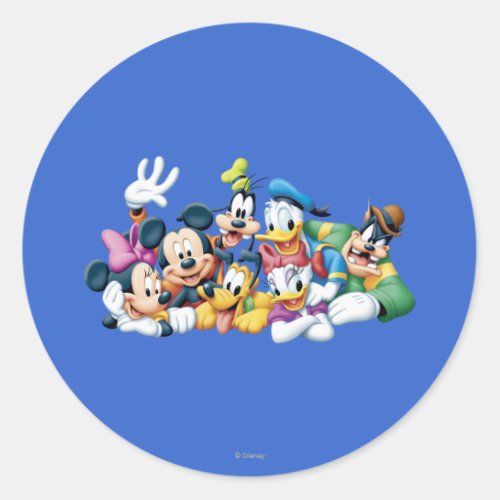 Mickey  Friends  Kneeling Classic Round Sticker
