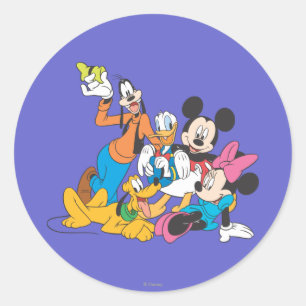 Mickey & Friends   Leaning Classic Round Sticker