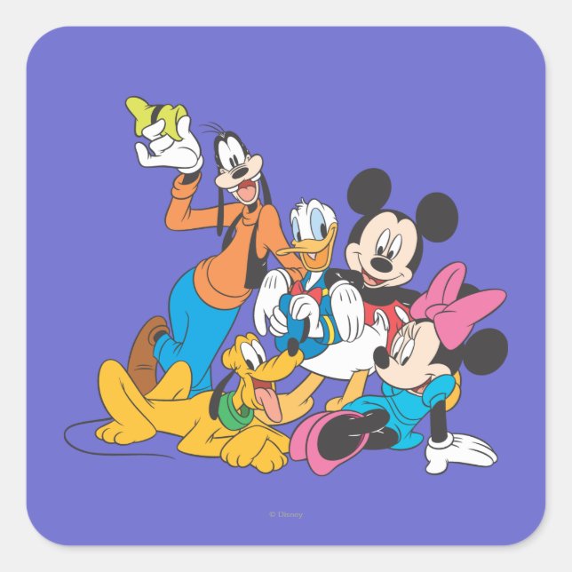 Mickey & Friends | Leaning Square Sticker (Front)