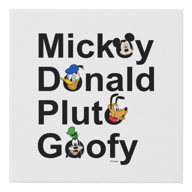 Mickey & Friends | Mickey Donald Pluto Goofy Faux Canvas Print (Front)