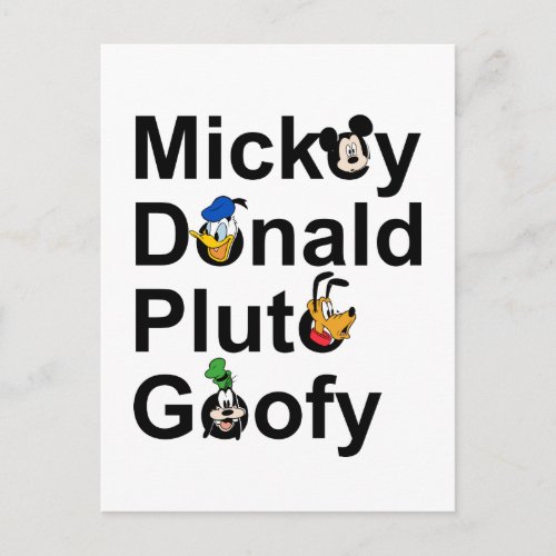 Mickey  Friends  Mickey Donald Pluto Goofy Postcard