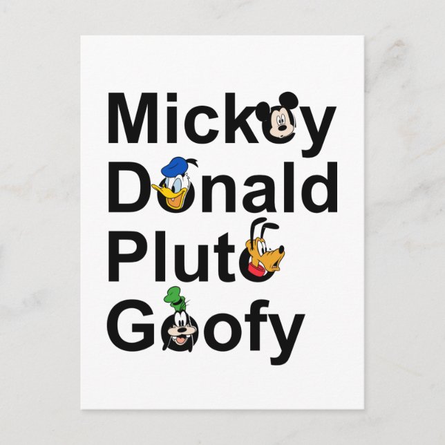 Mickey & Friends | Mickey Donald Pluto Goofy Postcard (Front)