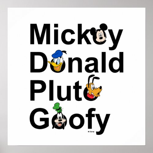 Mickey  Friends  Mickey Donald Pluto Goofy Poster