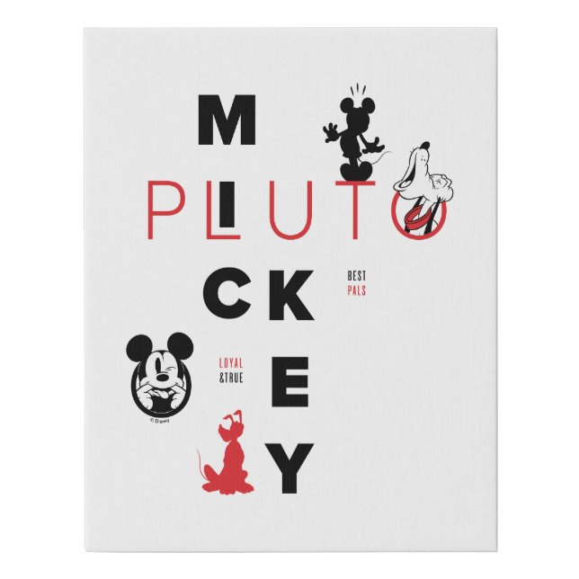 Mickey & Friends | Mickey & Pluto Best Pals Faux Canvas Print (Front)