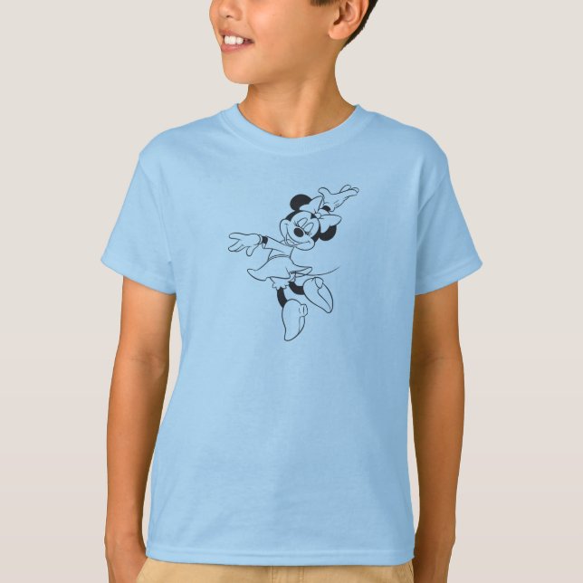 Mickey & Friends Minnie Dancing (black and white) T-Shirt (Front)