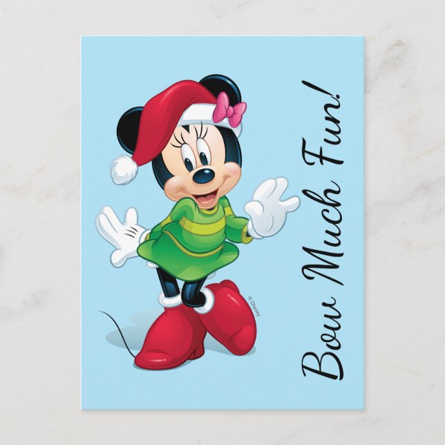 Mickey & Friends | Minnie Dressed For Christmas Holiday Postcard (Front)
