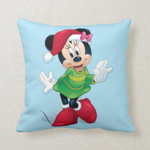 Mickey & Friends Minnie Dressed For Christmas Throw Pillow