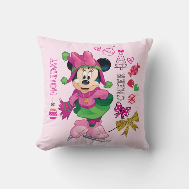 Mickey & Friends | Minnie Holiday Cheer Throw Pillow (Front)