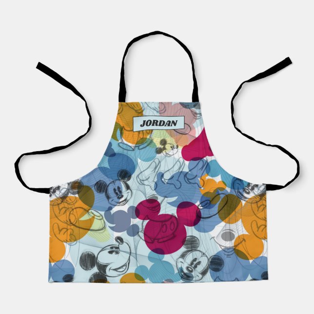 Mickey & Friends | Mouse Head Sketch Pattern Apron (Front)