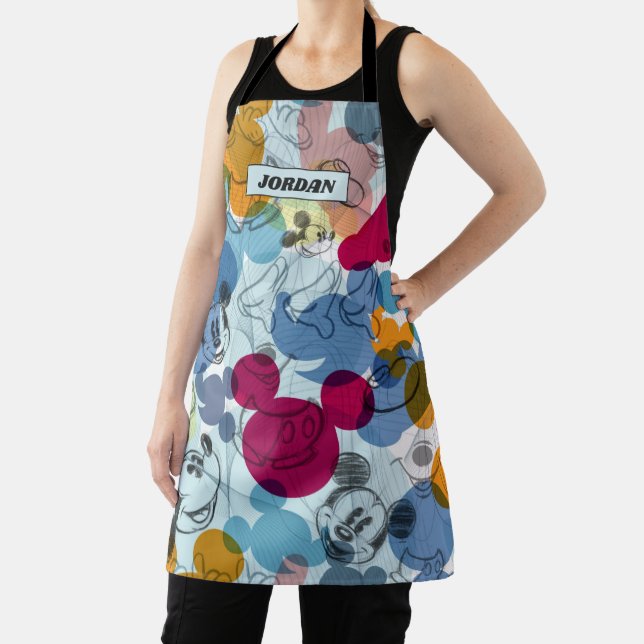Mickey & Friends | Mouse Head Sketch Pattern Apron (Insitu)