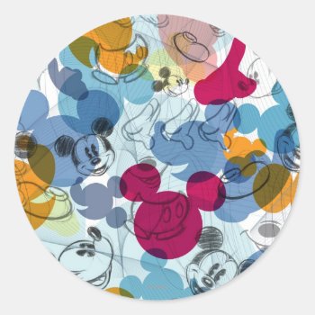 Mickey & Friends | Mouse Head Sketch Pattern Classic Round Sticker by MickeyAndFriends at Zazzle