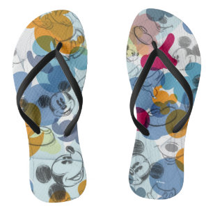 Mickey & Friends Mouse Head Sketch Pattern Flip Flops