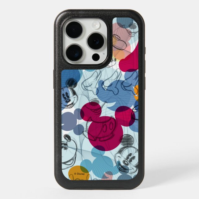 Mickey & Friends | Mouse Head Sketch Pattern iPhone 15 Pro Case (Back)