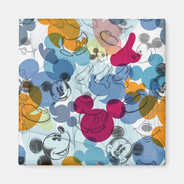 Mickey & Friends | Mouse Head Sketch Pattern Magnet (Front)