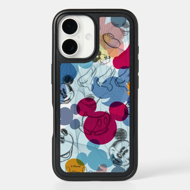Mickey & Friends | Mouse Head Sketch Pattern Otterbox iPhone Case (Back)