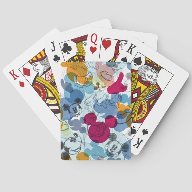 Mickey & Friends | Mouse Head Sketch Pattern Poker Cards (Back)