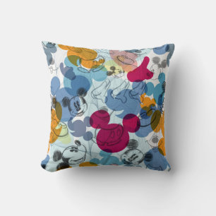 Mickey & Friends Mouse Head Sketch Pattern Throw Pillow