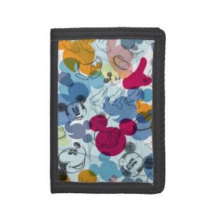 Mickey & Friends   Mouse Head Sketch Pattern Trifold Wallet