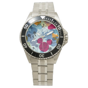 Mickey & Friends Mouse Head Sketch Pattern Watch