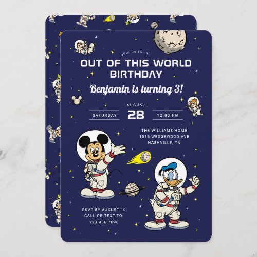 Mickey  Friends  Out of the World Space Birthday Invitation