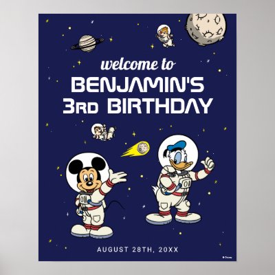 Mickey &amp; Friends Outer Space Birthday Welcome Poster