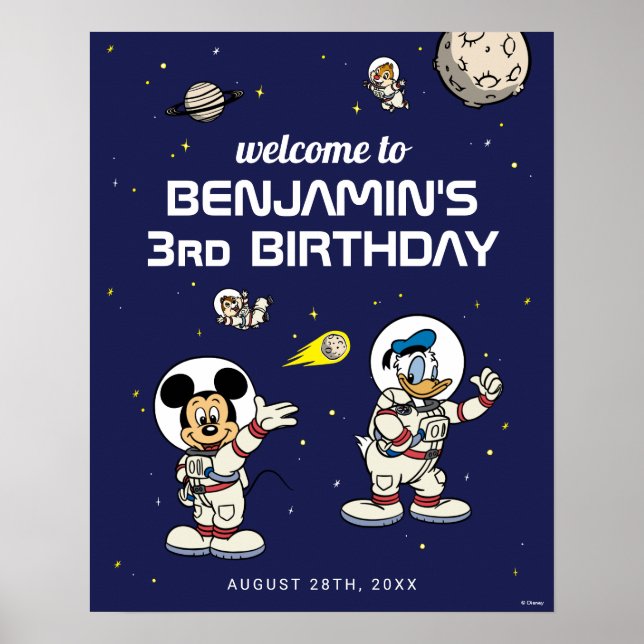 Mickey & Friends Outer Space Birthday Welcome Poster (Front)
