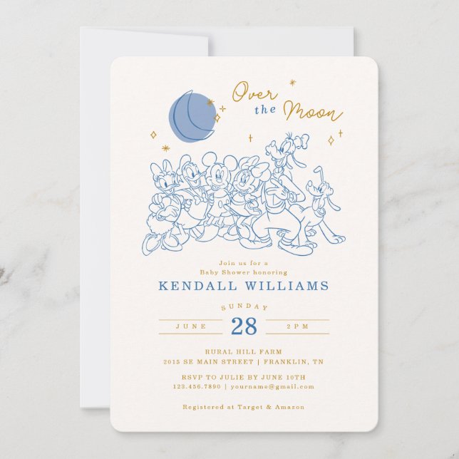 Mickey & Friends Over the Moon - Boy Baby Shower Invitation (Front)