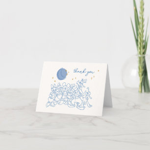 Mickey & Friends Over the Moon - Boy Baby Shower Letterpress Thank You Card